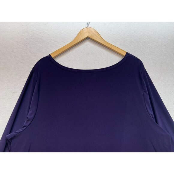 Roz & Ali Womens Long Sleeve T-Shirt Size 3X Purple V-Neck Stretch Casual Top - Picture 7 of 9